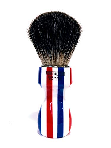 Zenith Barber Pole Rasierpinsel mit 100% echtem Dachshaar - Dark Badger - Made in Italien