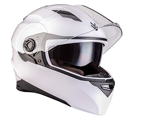 ARMOR Helmets AF-77 Integral-Helm, ECE Sonnenvisier Schnellverschluss Tasche, L (59-60cm), Glänzend Weiß