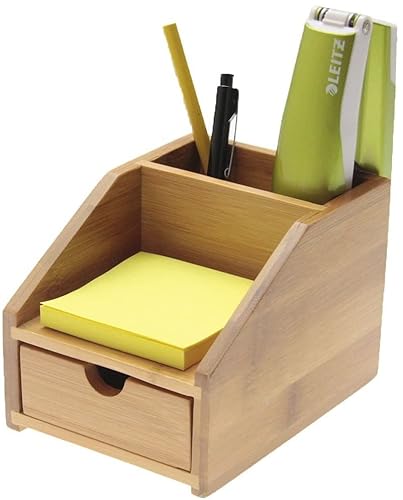 Woodquail Kleiner Schreibtisch-Organizer mit Schublade, aus Natürlichem Bambus
