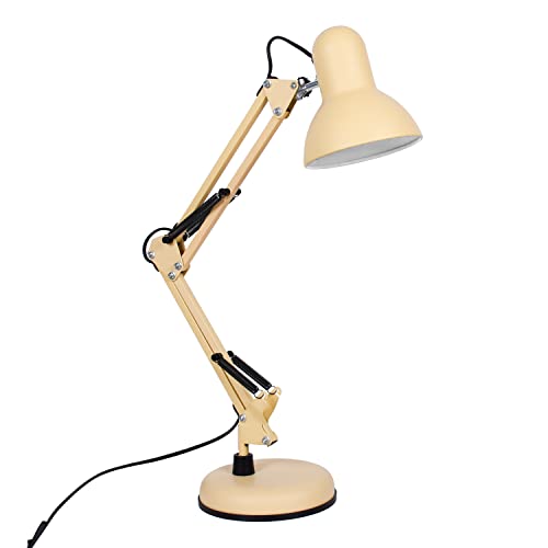 Bel Air Home - LED-Schreibtischlampe mit Gelenkarm, Antigona Serie Flexo, Retro-Vintage-Design 1xE27 (Gelb/Matt)