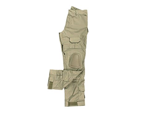 BEGADI Basics Combat Pants/Hose, mit 10 Taschen & abnehmbaren Knieschonern - Khaki/TAN, Größe:XL