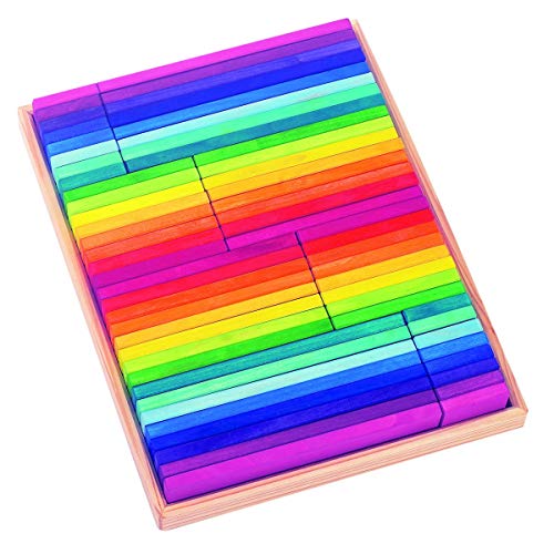 Glückskäfer 523302 Bauklötze im Kasten, Regenbogenfarben, 64 Teile