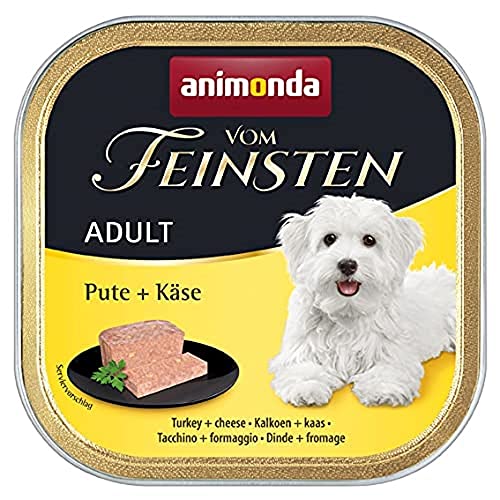 animonda Vom Feinsten Adult Hundefutter, Nassfutter für ausgewachsene Hunde, Light Lunch Pute + Käse, 22 x 150 g
