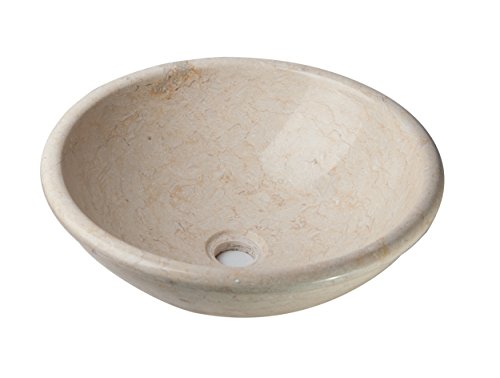 Großer Waschbecken Waschschale aus edlem Marmor, Farbe: Hellsand mit Maserung, Unikat, Ø/H: 40/14 cm, Gewicht:ca.10kg