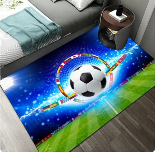 KIESEY Fußball Bilder Teppich Wohnzimmer Dekoration Teppiche für Schlafzimmer Wohnzimmer Teppich zu Hause Eingangstür Matte 180x280cm