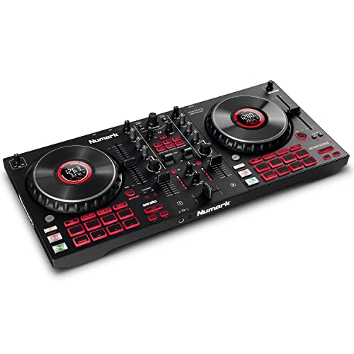 Numark Mixtrack Platinum FX - DJ-Controller für Serato DJ mit 4-Deck Kontrolle, DJ-Mixer, integriertem Audio Interface, Jogwheel-Displays und Effektpaddeln