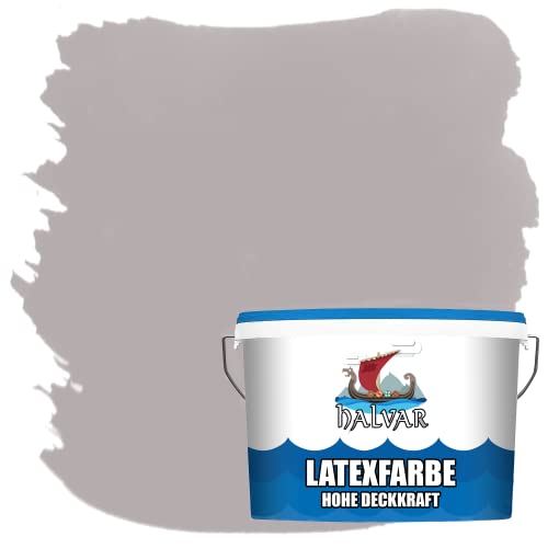 Halvar Latexfarbe hohe Deckkraft Weiß & 100 Farbtöne - abwischbare Wandfarbe für Küche, Bad & Wohnraum Geruchsarm, Abwischbar & Weichmacherfrei (10 L, Braunlila)