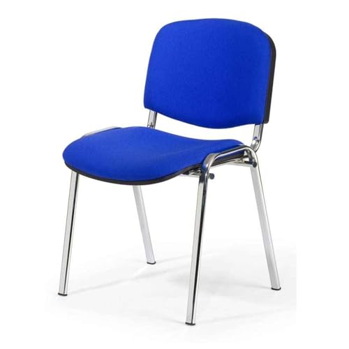 Topsit Büro & More Chrom Besucherstuhl ISO, Bequemer Konferenzstuhl, stapelbar, mit gepolsterter Sitzfläche und Rückenlehne. Einzelner Artikel (Blau)