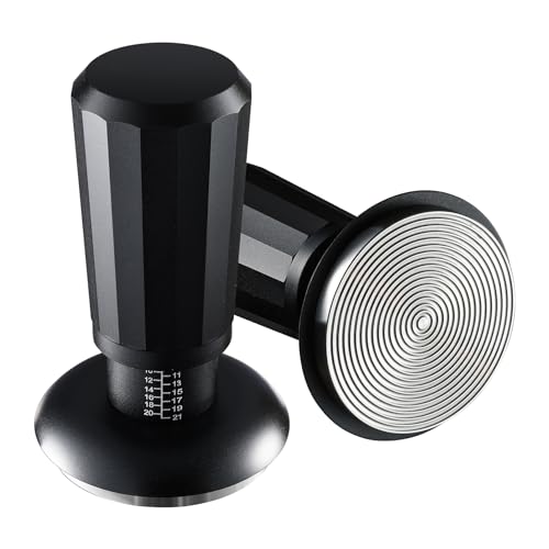 Espresso-Tamper, 58 mm, Espresso-Zubehör, Premium-Barista-Kaffeestampfer, 13,6 kg, mit kalibrierter Federbelastung, Edelstahlboden und Griff aus Aluminiumlegierung, Schwarz