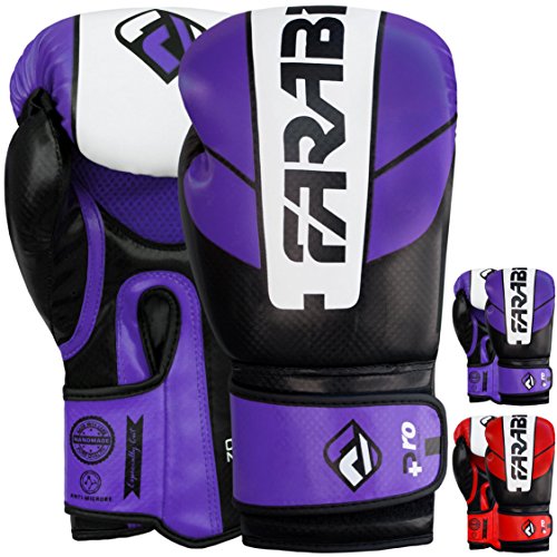Farabi Boxing Gloves for Training Punching Sparring (Purple/Black, 10-oz)
