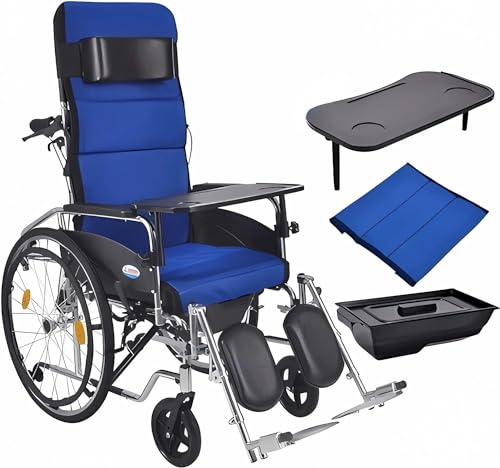 Multifunktions Rollstuhl Faltbar Leicht Aktivrollstuhl Mit Esstisch Und Bettpfanne, Pflege Rollstuhl, Rollstühle Für Erwachsene, Verstellbare Rückenlehne 2