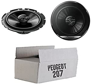 Lautsprecher Boxen Pioneer TS-G1720F - 16,5cm 2-Wege Koax Koaxiallautsprecher Auto Einbausatz - Einbauset für Peugeot 207 - justSOUND