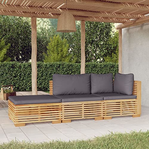 ZQQLVOO Lounge Sessel Terrassenmöbel Terassenmöbel Außen3-tlg. Garten-Lounge-Set mit Kissen Massivholz Teak