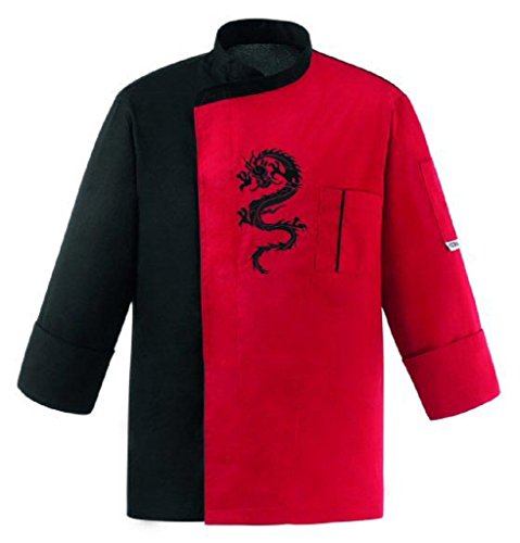 Kochjacke schwarz rot Red Dragon mit Bestickung (4XL)
