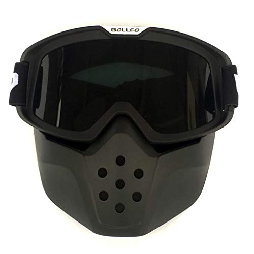 HCMAX Motorrad Brille Mit Abnehmbarer Gesichtsmaske Harley Stil Helm Nebelfest Winddicht Reiten Sonnenbrille