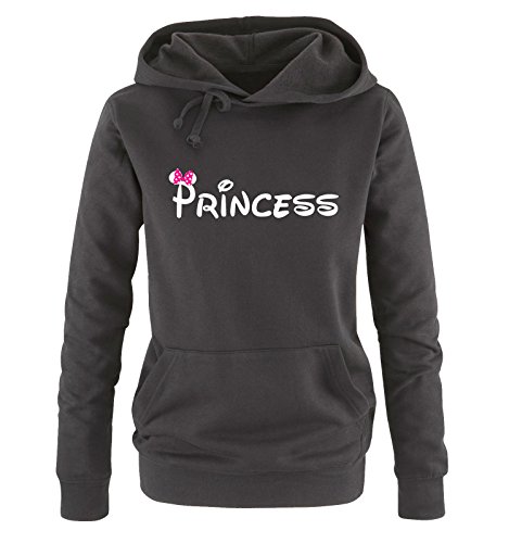 Comedy Shirts - Princess - Minnie - Damen Hoodie - Schwarz / Weiss-Pink Gr. M