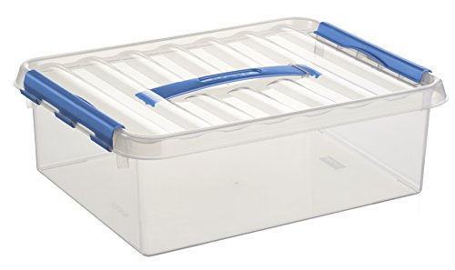 6 x SUNWARE Q-Line Box - 10 Liter - 400 x 300 x 110mm - transparent/blau