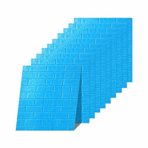 3D Tapete Wandpaneele selbstklebend - Moderne Wandverkleidung in Steinoptik in 7 verschiedenen Farben - schnelle & leichte Montage (10x Stück, Blau)
