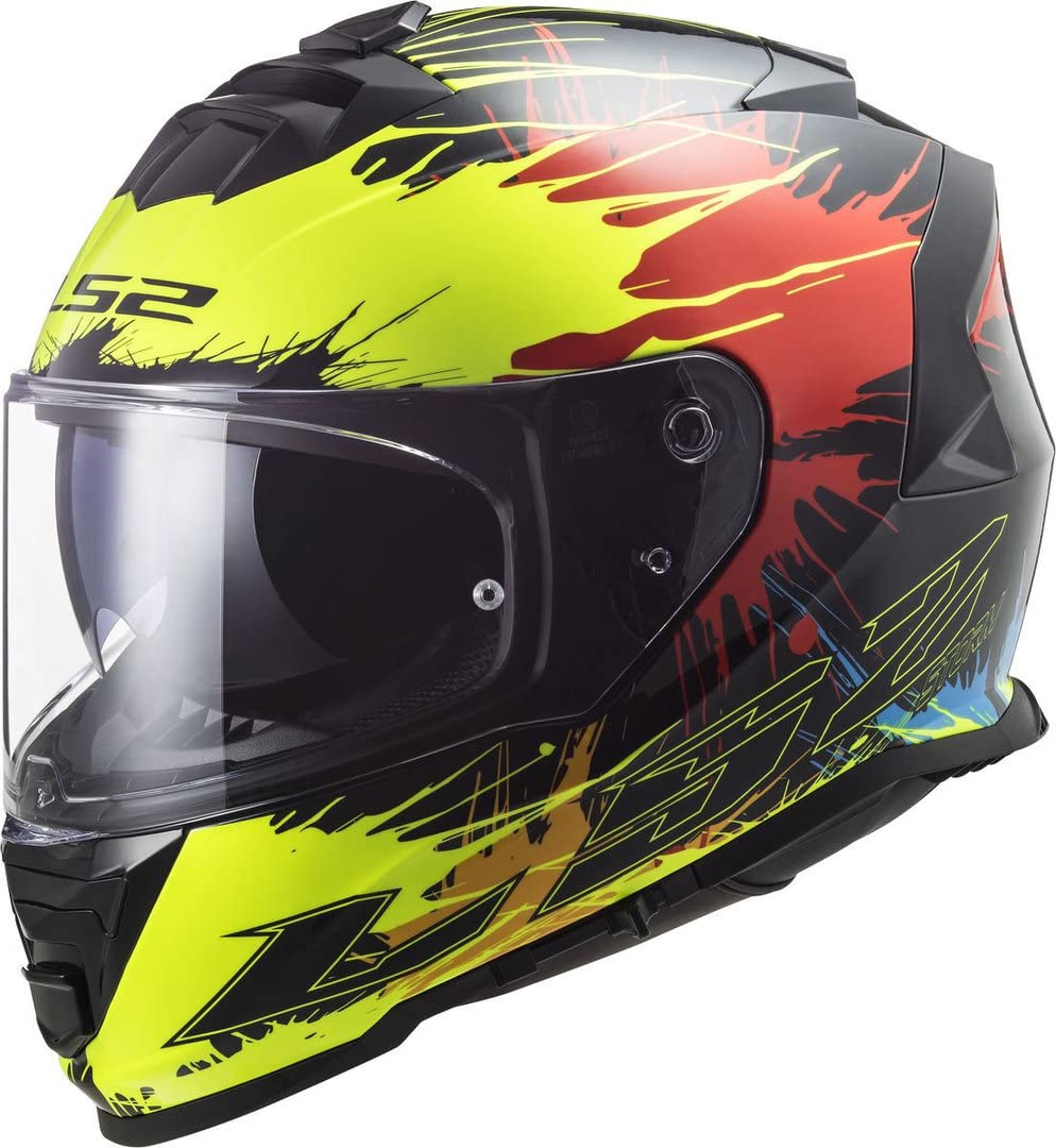 LS2, Integraler Motorradhelm STORM DROP Black Yellow Red, XXL