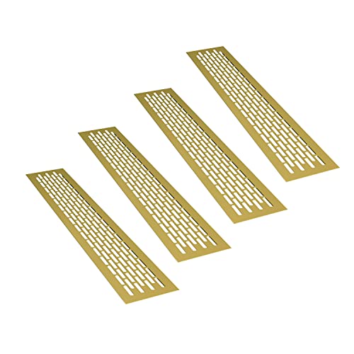 sossai® Aluminium Lüftungsgitter - Alucratis (4 Stück) | Rechteckig - Maße: 48 x 8 cm | Farbe: Gold | pulverbeschichtet