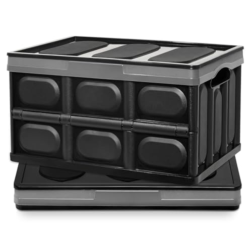 Yorbay 2 Stück 30L Profi Klappbox Transportbox Aufbewahrungsbox mit Deckel und Handgriff aus Kunststoff Mehrweg 42x28,5x24 cm