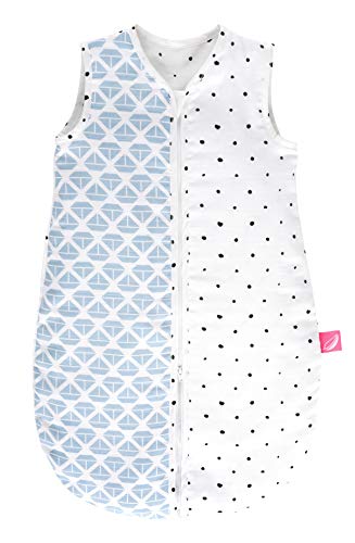 Babyschlafsack Sommer aus Baumwollmusselin von Motherhood - kuscheliger Babyschlafsack Öko Tex Standard, Klasse 1, Größe: 0-6 Monate, Schiffe blau