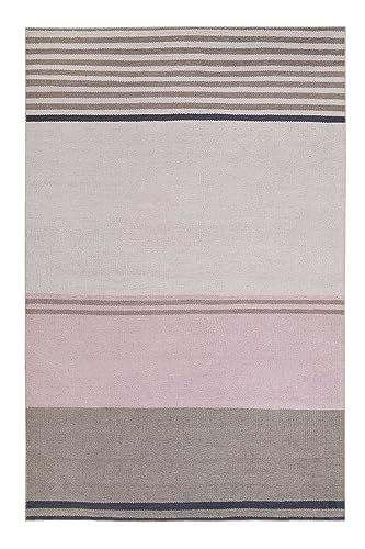 Esprit Home , Moderner Kurzflor Teppich - Läufer aus Baumwolle für Wohnzimmer, Flur, Schlafzimmer , Fresh Love , Camps Bay (80 x 150 cm, beige braun rosa)