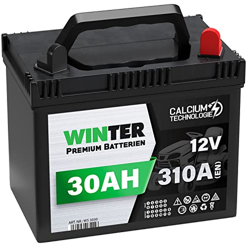 Aufsitzmäher Batterie 12V 30Ah 310A/EN 53030 Rasentraktor Batterie Plus Pol Rechts