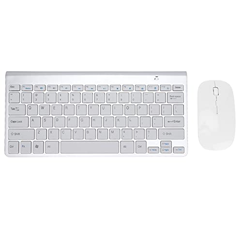 Ultraschlanke Tastatur Maus Kombination, 2,4 G USB Professionelle ultraflache kabellose Tastatur und Maus, Ergonomisches Design Ultraflache Multi Device Tastatur für Notebook Desktop(Silber-)