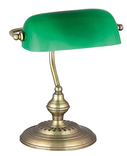 rabalux Bankerlampe Grün Bronzefarben Bibliothekslampe Leselampe E27 Fassung Metall IP20, R4038