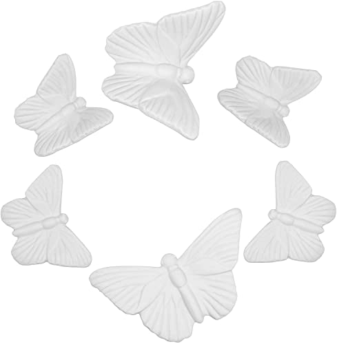 Keramik-Schmetterling Weiß Wanddeko Hängend Am Badezimmer Wohnzimmer Garten Wandskulptur 6er Set (6)