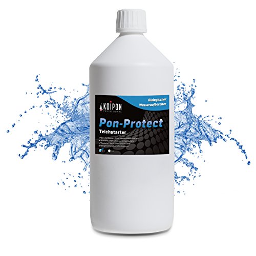 KOIPON Pon-Protect Teichstarter Wasserreinigung 100% biologisch 1 l - effektive Teich Wasseraufbereitung entfernt Chlor Kupfer Metalle im Füllwasser zum Reinigen von Gartenteich Koiteich Fischteich