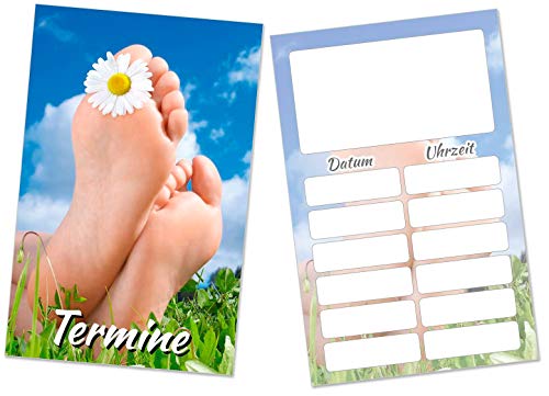 250 Terminkarten für Fußpflege Pediküre Nagelstudio Blumen Wiese - Inkl. Kartenspender