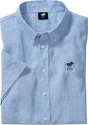 Polo Sylt Herren Leinenhemd Kurzarm, leichtes Sommerhemd aus 100% Leinen, lässig-Elegante Herrenmode mit Thermoregulation für warme Tage, Hellblau, Gr. 3XL