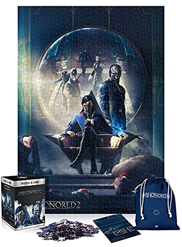 Dishonored 2 Throne | 1000 Teile Puzzle | inklusive Poster und Tasche | 68 x 48 | für Erwachsene und Kinder ab 14 Jahren | ideal für Weihnachten und Geschenk | Spiel-Artwork Motiv