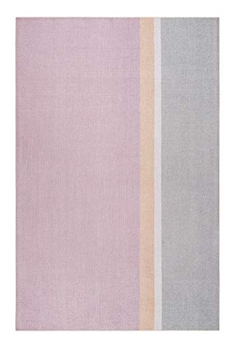 Esprit Home, Moderner Kurzflor Teppich - Läufer aus Baumwolle für Wohnzimmer, Flur, Schlafzimmer, Fresh Love, Salt River (80 x 150 cm, rosa grau)