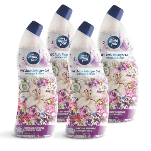 Ambi Pur WC Aktiv Reiniger Gel White Flowers 750ml (4er Pack)