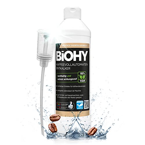 BiOHY Kaffeevollautomaten Entkalker (500 ml) + Dosierer | Flüssiger Entkalker für Kaffeemaschinen & Wasserkocher | effektiver Kalklöser für alle Marken | mit allen Geräten kompatibel