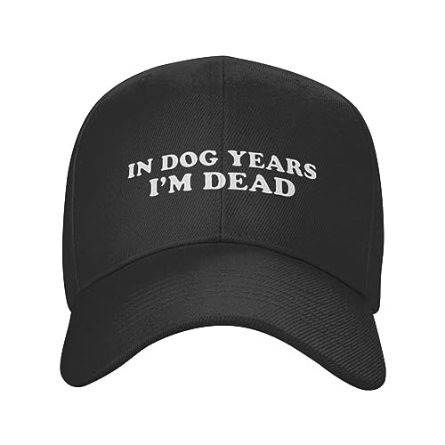 Baseballkappe Hip-Hop Sonnenhut personalisierbar mit Aufschrift „Dog Years I'm Dead“ Baseballkappe für Damen und Herren verstellbare Papa-Mütze Sommersport-Snapback-Kappen Trucker-Hüte