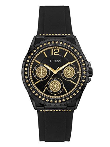 Guess Unisex Erwachsene Datum klassisch Quarz Uhr mit Silikon Armband W0846L1