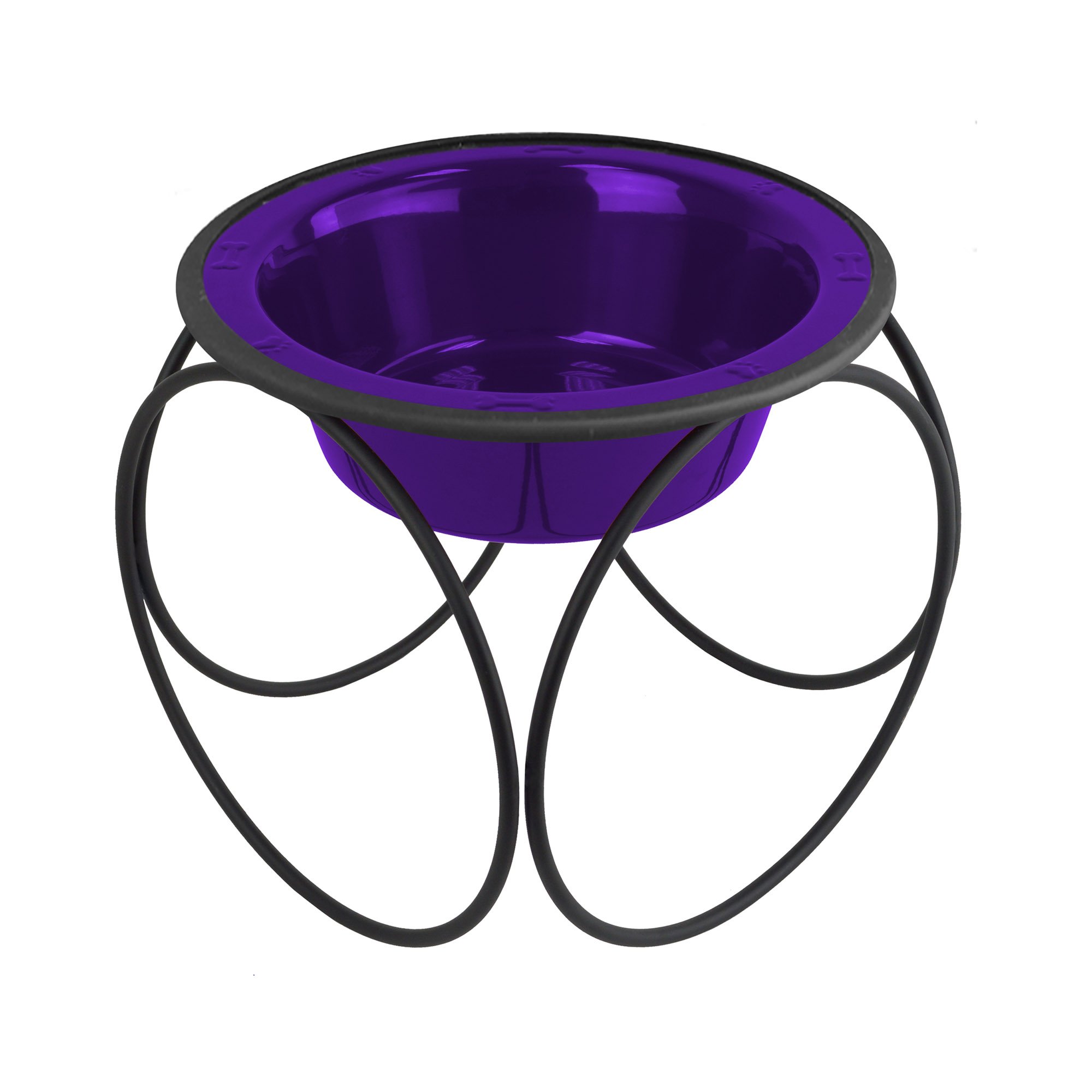 Platinum Pets Single Olympic Diner Feeder with Stainless Steel Dog Bowl, 6.25 Cup/50 oz, Electric Purple