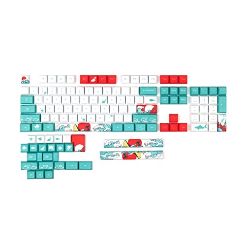 YUYAN Coral Sea Tastenkappen, komplettes Set, 128 Tastenkappen, PBT-Sublimation, XDA Höhe für mechanische Tastatur für MX Switch Keys Caps