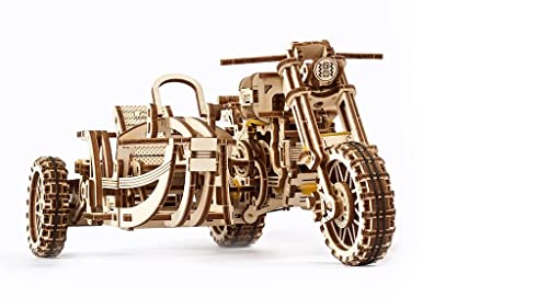 UGEARS 3D Puzzle Erwachsene Holz - Scrambler UGR-10 - 3D Holzbausatz Motorrad Modell mit Gummibandmotor - Mechanischer Modellbausatz Motorrad Bausatz - 3D Holzpuzzle für Erwachsene und Jugendliche