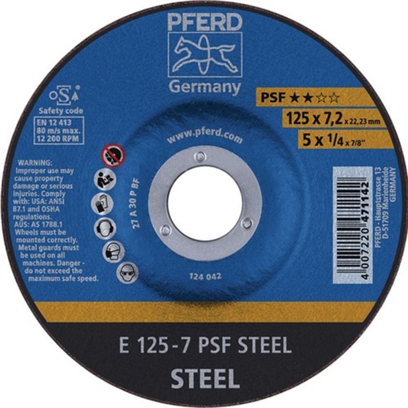 PFERD Schruppscheibe (D180xS7,2mm / gekröpft Stahl / Inhalt: 10 Stück) - 62017634