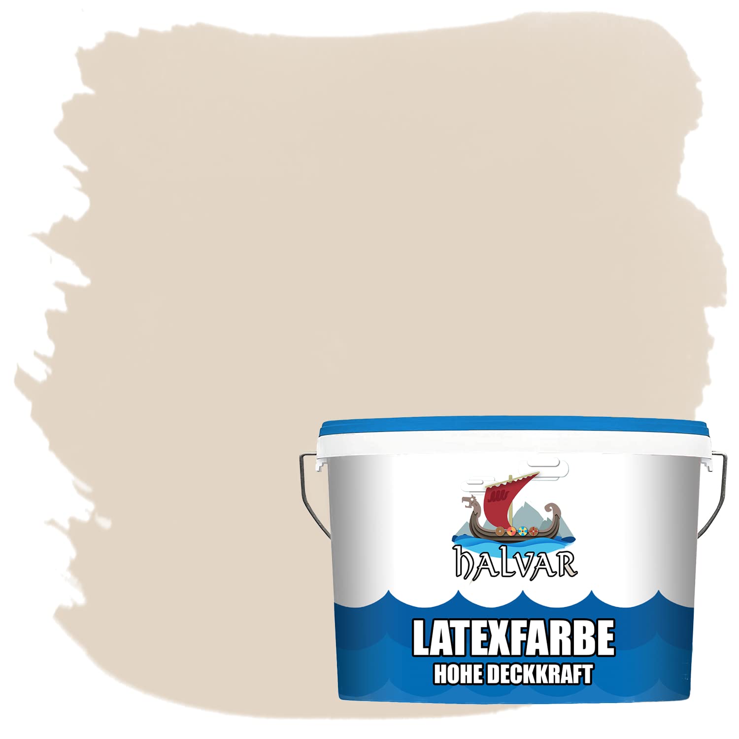 Halvar Latexfarbe hohe Deckkraft Weiß & 100 Farbtöne - abwischbare Wandfarbe für Küche, Bad & Wohnraum Geruchsarm, Abwischbar & Weichmacherfrei (10 L, Cookie)