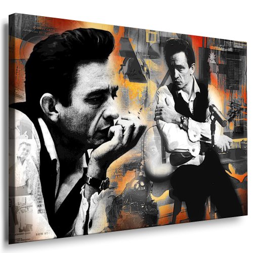 Johnny Cash Leinwand , Bild fertig auf Keilrahmen ! Pop Art Gemälde Kunstdrucke, Wandbilder, Bilder zur Dekoration - Deko. Musik Stars Kunstdrucke