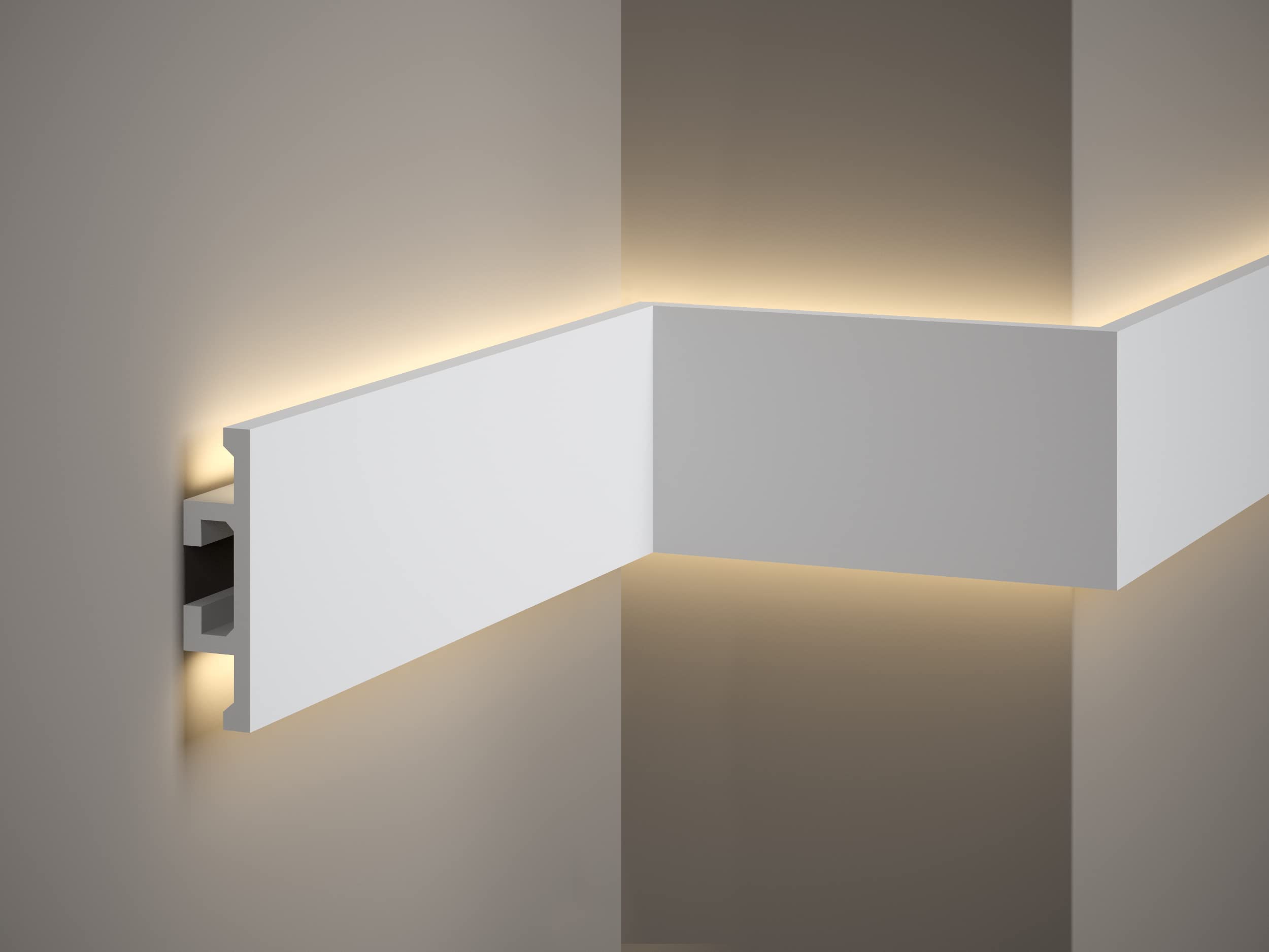 MARDOM DECOR - QL017 ScratchShield® & LightGuard® Wandleiste | Stuckleiste für indirekte LED Beleuchtung konzipiert I 200 cm x 10 cm x 2,5 cm