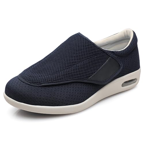 MONDEX Diabetiker Schuhe Herren, Extra Weit Gesundheitsschuhe, Verstellbare Sandalen mit Klettverschluss, Einfaches An- und Ausziehen Hausschuhe Für Geschwollene Füße,Blau,38