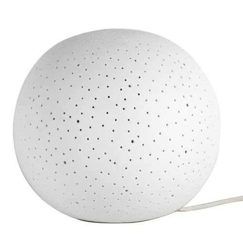 ROCKING GIFTS Kleine Tischlampe Weißer Ball mit Löchern für Ténue-Licht, Meditations- und Yogaball, für Wohnzimmer oder Schlafzimmer, 20 cm