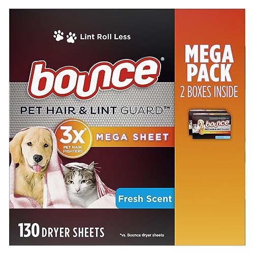 Bounce Pet Fresh Trocknertücher – Tierhaare & Fusselschutz – Mega Sheet – 1 Box 80 ct